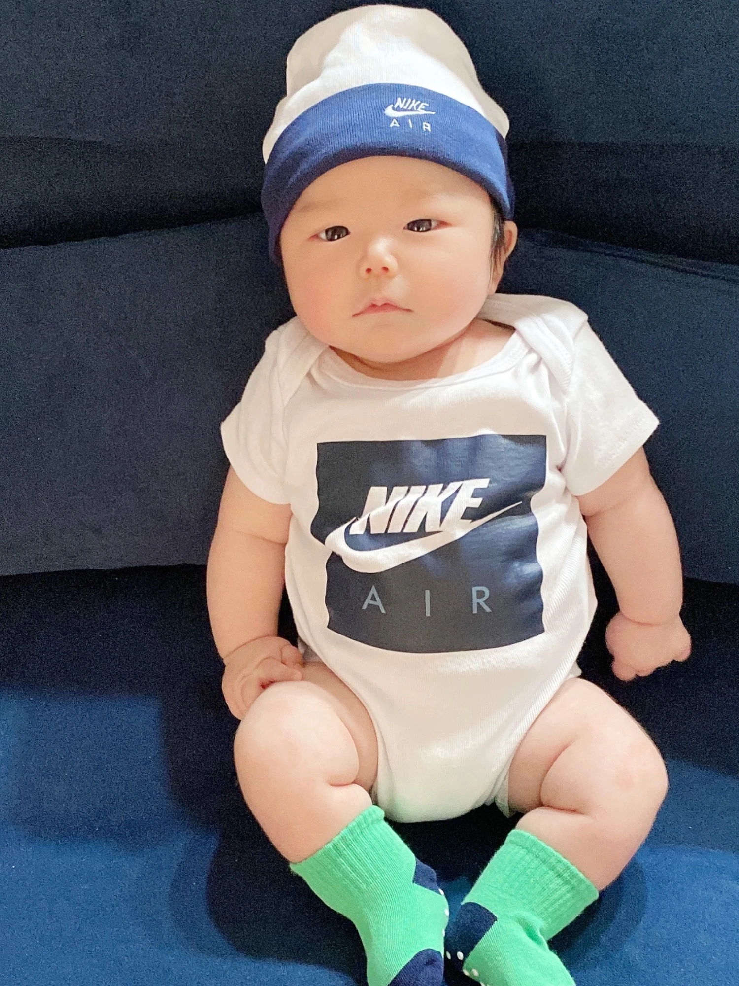 ナイキ NIKE ベビー服 0-6M 靴下 3セット 帽子 ロンパース ボックス